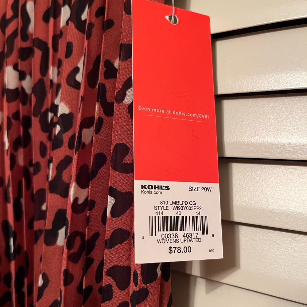 NWT Evri Animal Print Pleated Skirt- Size 20W - Picture 4 of 6